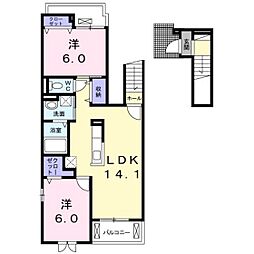 レゾンド3古市橋 2LDKの間取図画像