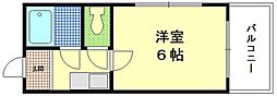 サンライズ矢賀A棟 1Kの間取図画像