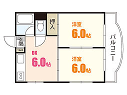 樹マンション 2DKの間取図画像