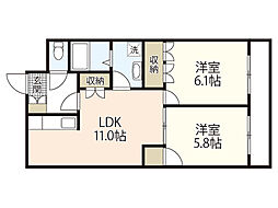 サニーヒルズ 2LDKの間取図画像