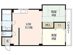東雲ビル 2LDKの間取図画像