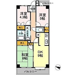 サニーハイツ村野 2階3DKの間取り
