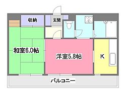 エントピアアオバ 3階2Kの間取り