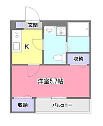 ＭＱｕａｒｔｏ新座II 3階1Kの間取り