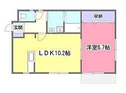 プレーンハイムII 1階1LDKの間取り