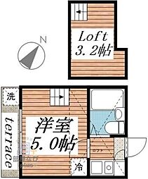 パレス清瀬α 1階1Kの間取り
