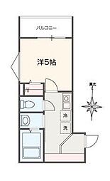 ＭＥＬＤＩＡ新秋津 2階1Kの間取り
