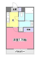 Ａｕｂｅ　〜オーブ〜 2階1Kの間取り