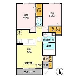 ベナード 1階2LDKの間取り