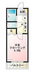 ビックアップル 1階1Kの間取り