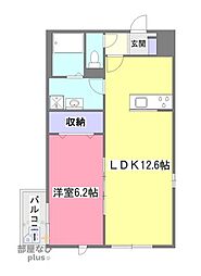 リブリ・ノーブル 1階1LDKの間取り