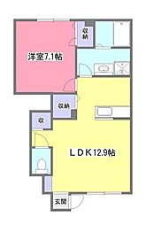 エスペランス 1階1LDKの間取り