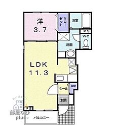シュティル　クラール 1階1LDKの間取り
