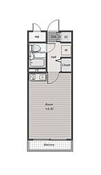 ライオンズマンション清瀬第2 ワンルームの間取図画像