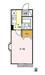 エントピア新秋津Ａ 2階1Kの間取り