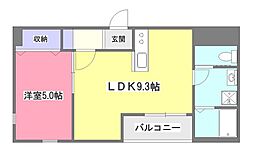 リーブルファイン新座大和田II 3階1LDKの間取り