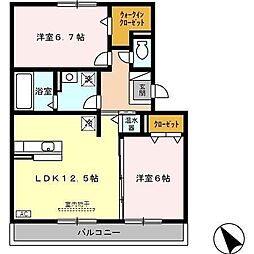 アバンティ 302 3階2LDKの間取り