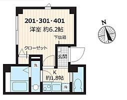 メゾン・ドゥ・ソレイユ 1Kの間取図画像