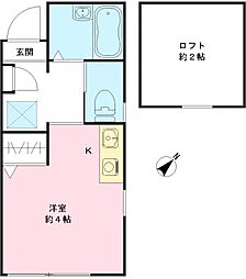 ハウス青木 ワンルームの間取図画像
