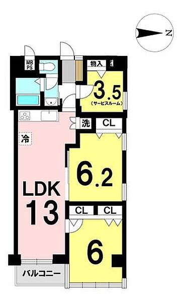 2LDK+Sの間取り