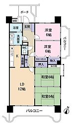 サンポートハイム鹿児島 4LDKの間取り