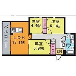 ペル・マアト 3LDKの間取図画像
