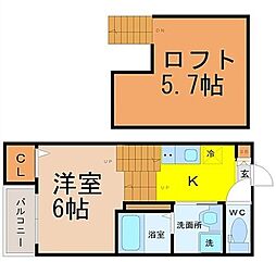 ハーモニーテラス北原町 1SKの間取図画像