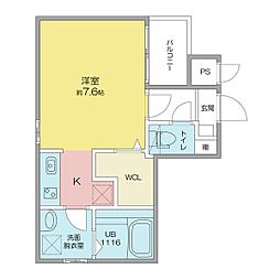 Cherim黒川志賀町 ワンルームの間取図画像