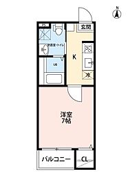 スターホワイト 1Kの間取図画像