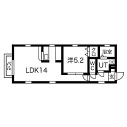 ソレイユ松原 1LDKの間取図画像