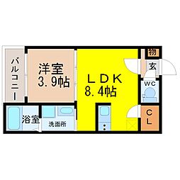 ハーモニーテラス平針 1SLDKの間取図画像