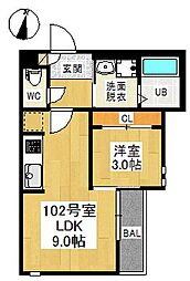 GRANDTIC平安通駅前 1LDKの間取図画像