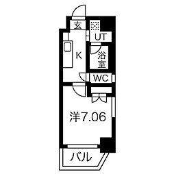 アールズタワー池下西 1Kの間取図画像