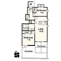 シーズンステージ本山 2LDKの間取図画像