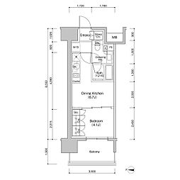 ザ・パークハビオ新栄 5階1DKの間取り