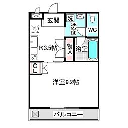 アネックス原 1Kの間取図画像