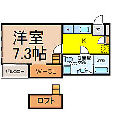FREDY茶屋が坂 1Kの間取図画像