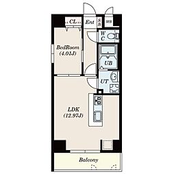 古出来エンブルコート 4階1LDKの間取り