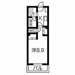 名古屋市営鶴舞線 塩釜口駅 徒歩3分の賃貸マンション 4階1Kの間取り