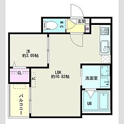 名鉄瀬戸線 矢田駅 徒歩6分の賃貸アパート 1階1LDKの間取り