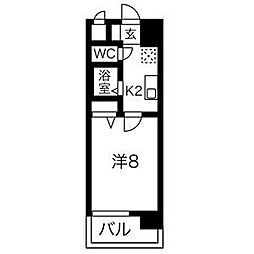名古屋市営東山線 千種駅 徒歩7分の賃貸マンション 5階1Kの間取り