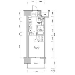名古屋市営東山線 新栄町駅 徒歩10分の賃貸マンション 4階1Kの間取り