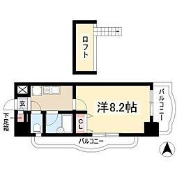 名古屋市営東山線 新栄町駅 徒歩7分の賃貸マンション 11階1Kの間取り