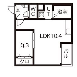 Jack inomoriI 3階1LDKの間取り