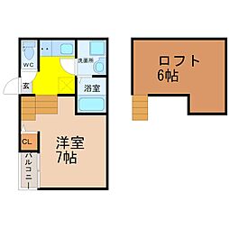 ネオメゾナ津賀田 2階1SKの間取り