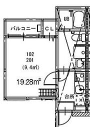 STAGE新瑞橋 1階1SKの間取り