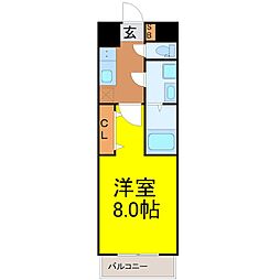 名鉄名古屋本線 堀田駅 徒歩2分の賃貸マンション 3階1Kの間取り