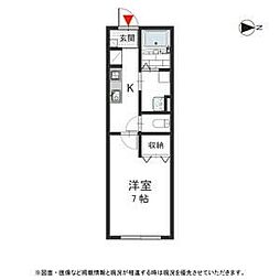 ブランメゾン吹上 2階1Kの間取り
