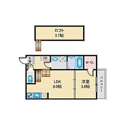 ハーモニーテラス塩釜口II 1階1SLDKの間取り