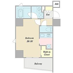 アビタシオン内山 7階ワンルームの間取り